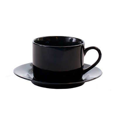 BOLD BLACK TEACUP & SAUCER